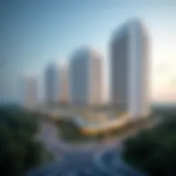 Stunning skyline view of Binghatti Views showcasing its architectural design