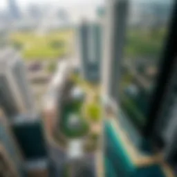 Aerial view of DIFC Park showcasing its lush greenery amidst skyscrapers