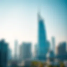 Modern skyline view of Dubai featuring single business towers