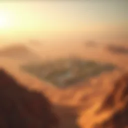 Aerial view of Dubai outskirts showcasing vast desert landscapes