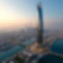 Stunning view of Wasl Tower against the Dubai skyline