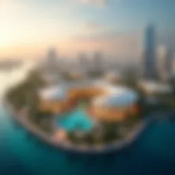 Aerial view of Galleria Maryah Island showcasing its architectural design.
