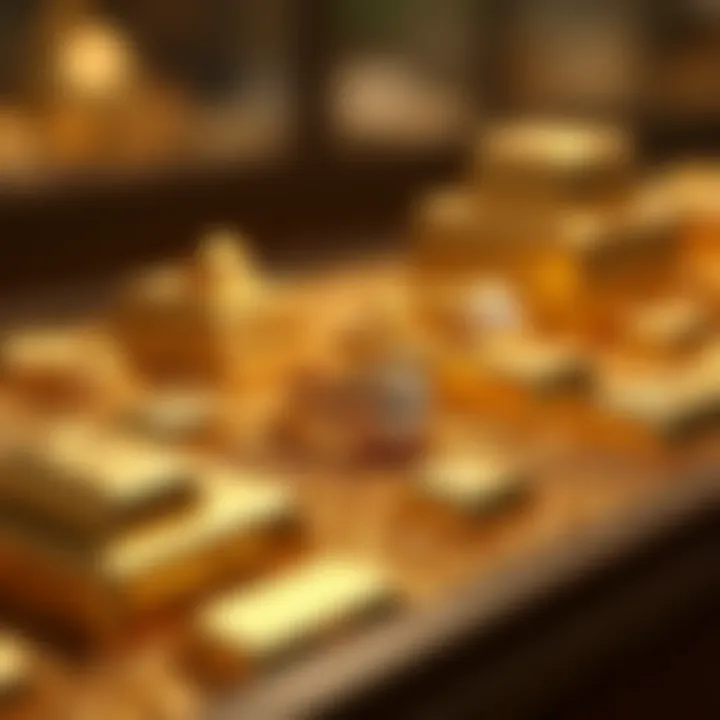 Market display of gold alloys and investment options